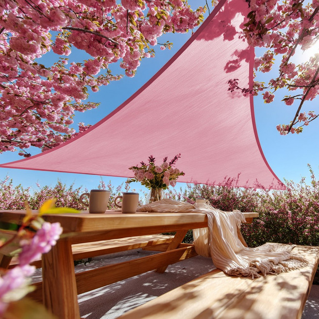 썬키다 썬쉐이드 그늘막 차광막 천막 야외 옥상 햇빛 가림막 삼각 사각 메쉬 2.0, 바람솔솔 메쉬, 벚꽃