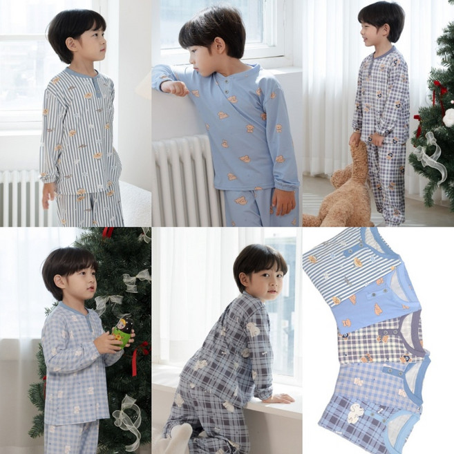 주니어잠옷 피치기모 상하세트 9부 잠옷세트 파자마 홈웨어 남주니어