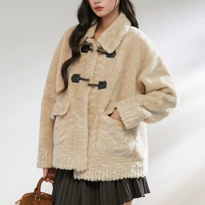 COSYEVNO 떡볶이 코트 겨울 루즈핏 캐주얼 통근 패션 밍크라이크 상의 CXJyrwt-01