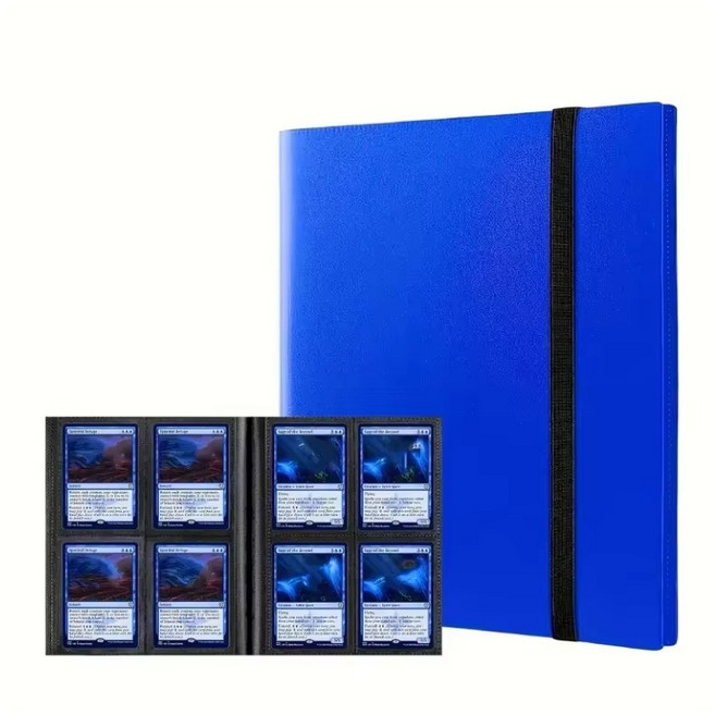고급 4포켓 카드앨범 바인더 스포츠 유희왕 포켓몬 카드 360장 양면수납 보관함 케이스, 20매, 파란색