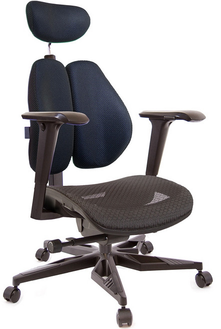 GXG 高雙背工學電腦椅 型號3076 KGA3, 耐髒黑藍