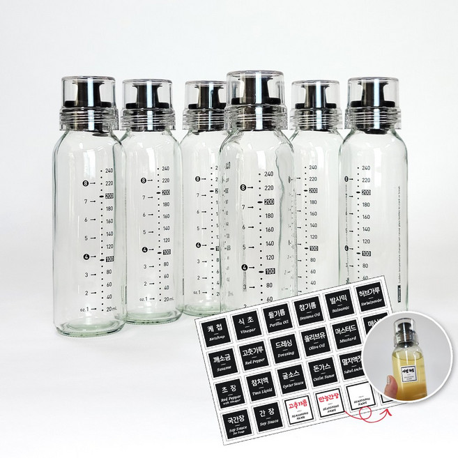 글라스락 오일병 240ml x 6p + 스티커 24종, 2세트