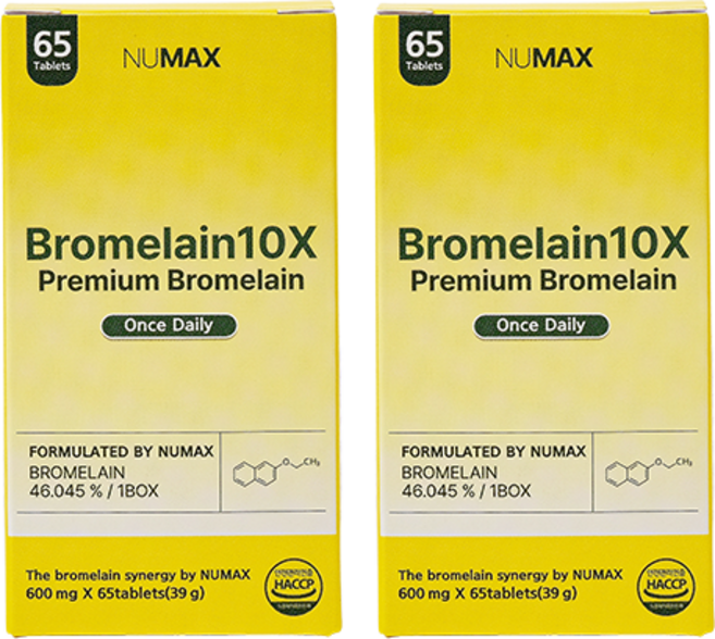 뉴맥스 브로멜라인 10X, 2개, 65정
