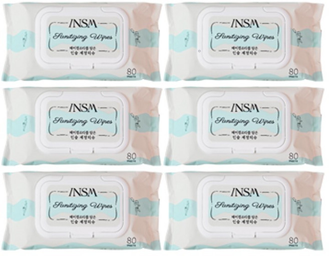 INSM 인숨 세정티슈 캡형 80매 X 6개입, 6개