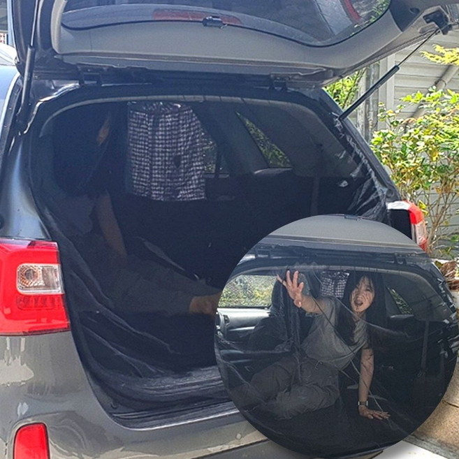 차박 트렁크 모기장 SUV 차량용 방충망 벌레차단 메쉬 그물망 간편설치 텐트용품, 차량용 차박 트렁크 모기장 블랙