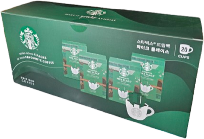 스타벅스 드립백커피 파이크플레이스 +마제로 장바구니증정 대용량 선물세트, 20개, 5개입, 9g