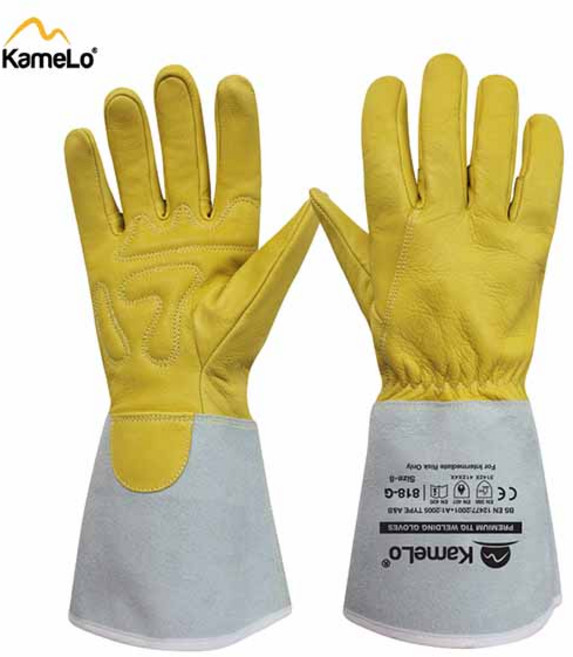 카멜로 알곤장갑 용접장갑 818-G 현장 작업 안전용품 산양피 우피소매, 혼합색상, 5개