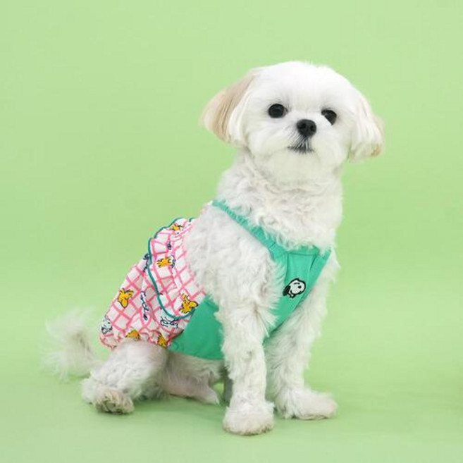 패리스독 피너츠 썸머 체크 펌킨드레스/강아지옷 호박원피스, 핑크, 1개