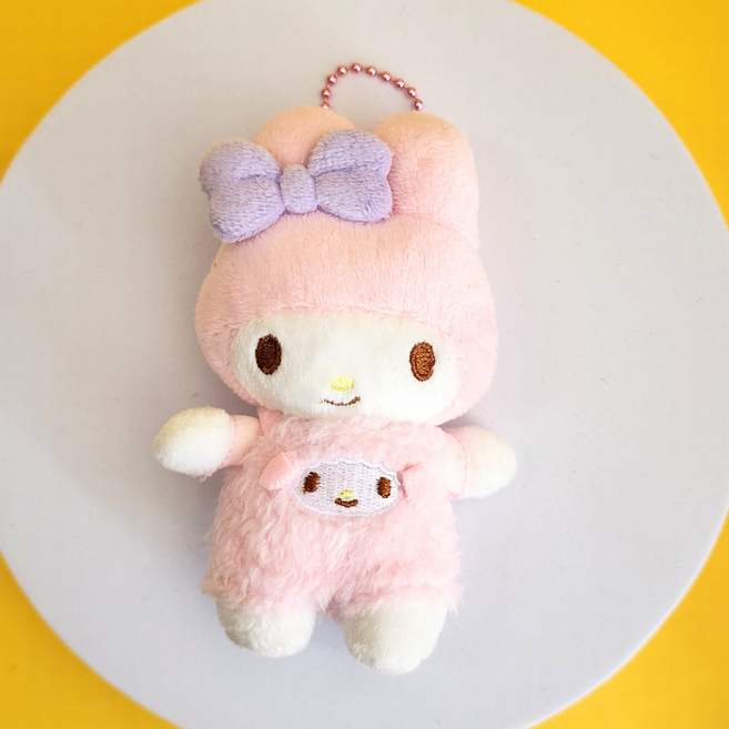 BSC 산리오 멜빵 인형 키링 키홀더 키링인형 가방고리 자동차키링, 1개, C. 마이멜로디 멜빵 키링, 10cm