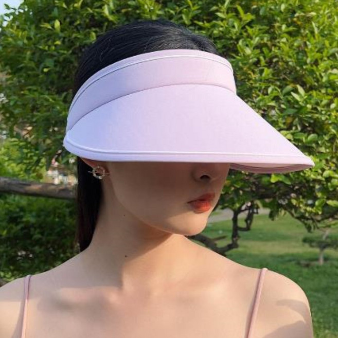 긍정샵 여성용 심플 와이드 썬캡 봄 여름 골프 테니스 스포츠 모자