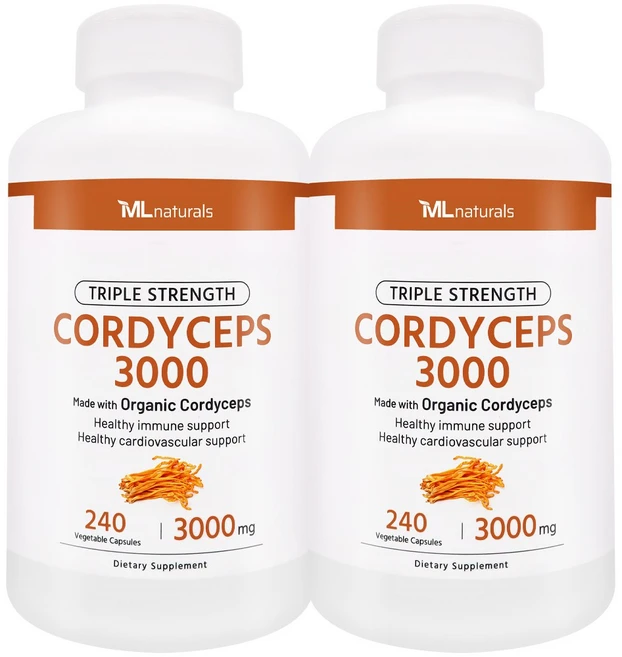 [미국빠른직구] 신제품 마이라이프 내추럴스 동충하초 3000mg, 2병, 240정 - 쿠팡