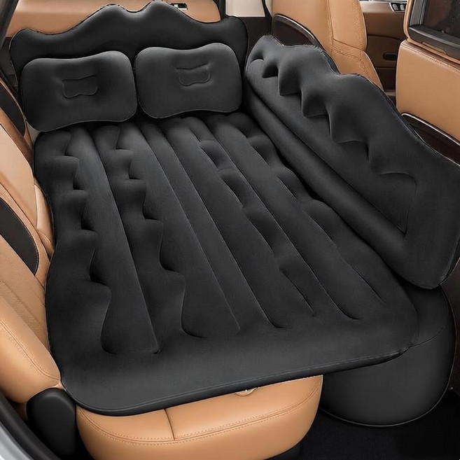 가남 차량용 에어매트 다용도 웨이브 일체형 차박 캠핑용 에어매트 세트, 블랙, Free