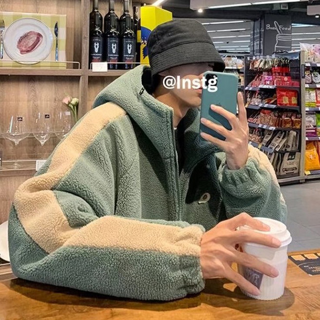 RCLET 남성 후드집업 오버핏 후리스 자켓 빅사이즈 양털 기모 후드티 겨울 코트 아우터