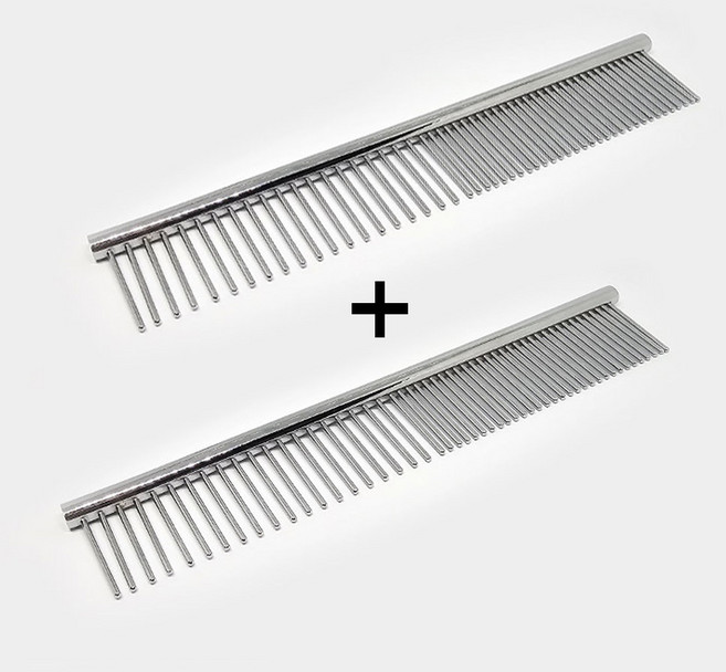 반려동물 스테인레스 일자 브러쉬, 2개, 실버 반려동물 일자브러쉬