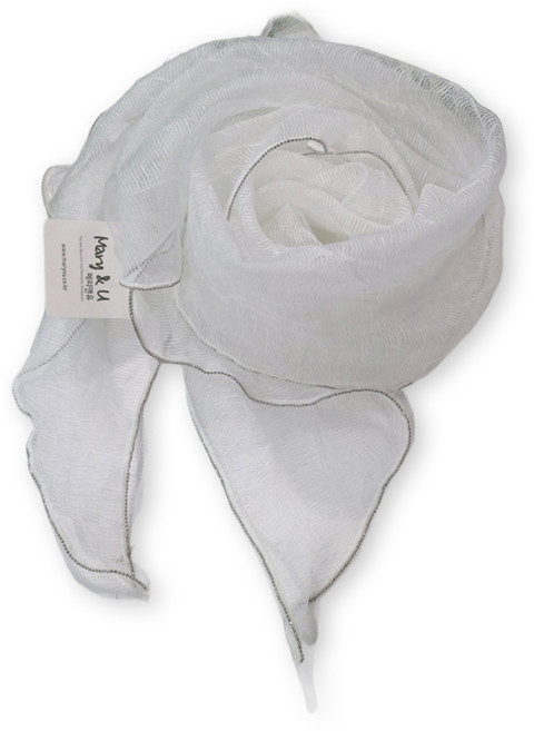 메리앤유 은구슬 트리밍 볼륨업 망사 스카프 선물 케이스 국산