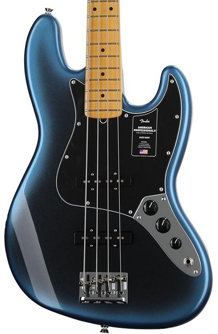 Fender 일렉트릭베이스 American Professional II Jazz Bass Maple Fingerboard Dark Night, One Color, 1개, 상세페이지 참조
