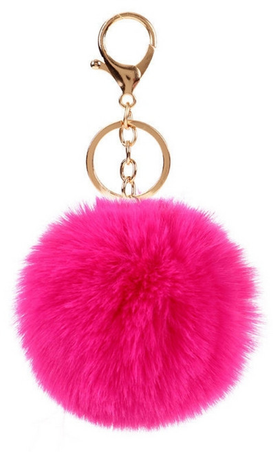 이음모음 털방울 가방 키링, 1개, 핫핑크