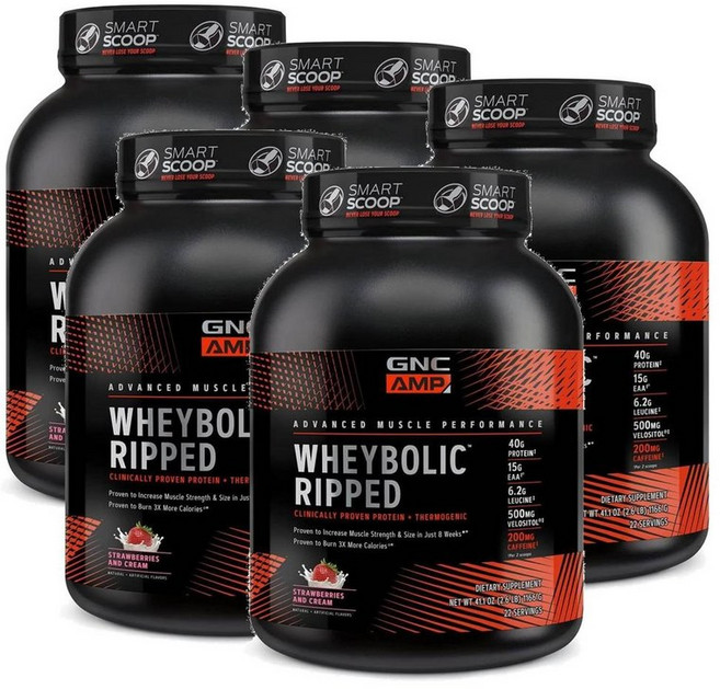 지엔씨 웨이볼릭 립드 유청 단백질 프로틴 파우더 딸기 크림맛 GNC AMP Wheybolic Ripped, 5개, 1.16kg