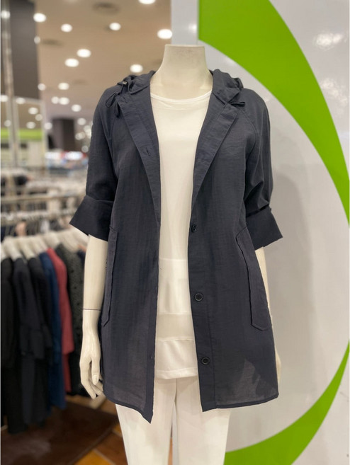 프로그램 스트링 후드 오픈 블라우스 P232B075