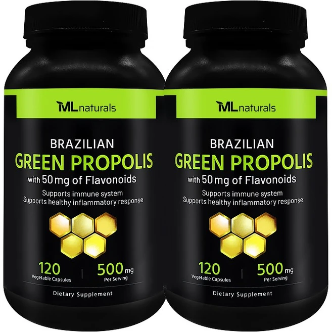 [미국빠른직구] 신제품 마이라이프 내추럴스 브라질 그린 프로폴리스 500mg (플라보노이드 50mg) 120정 2병, 2개 - 쿠팡