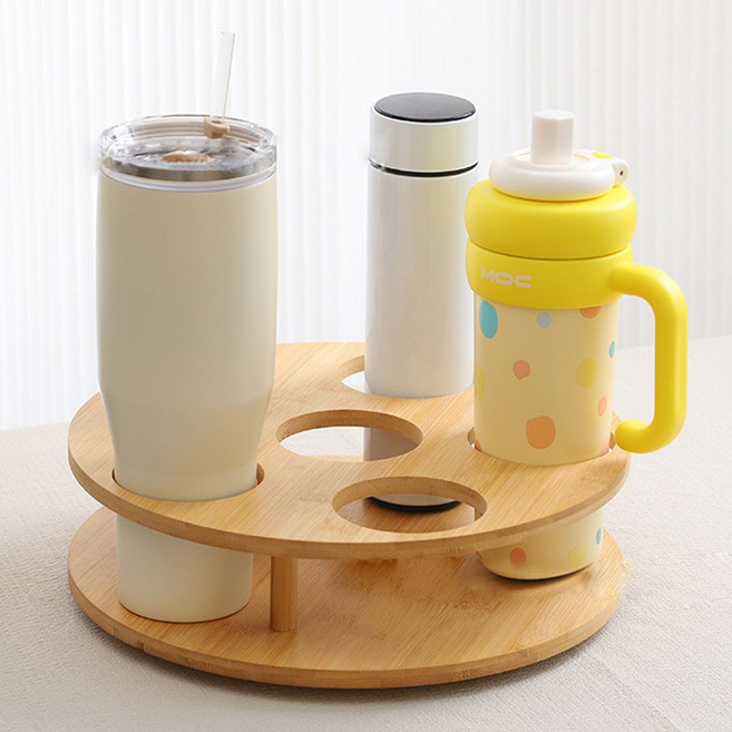 알파 원목텀블러 컵홀더 360도회전 거치대 6구, 1개, wood