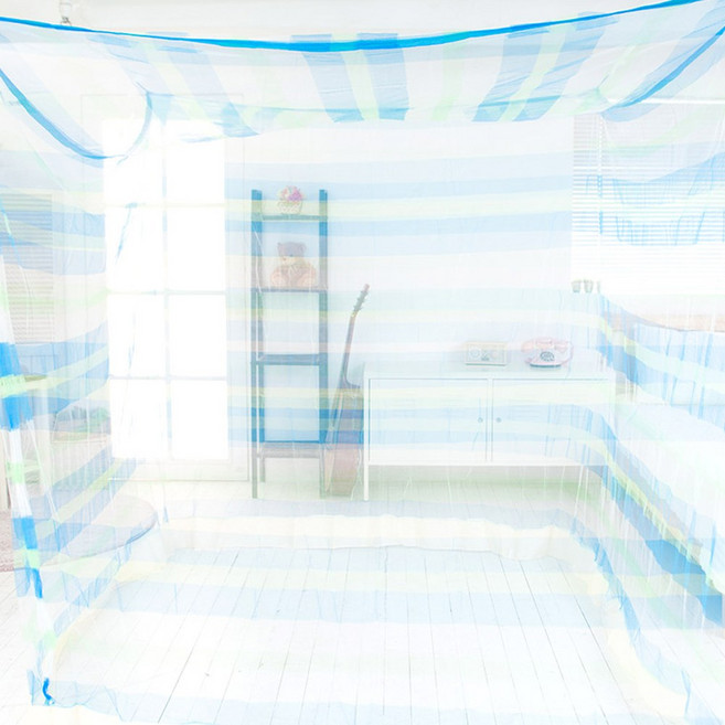 하얀나라 국산 고급 사각 모기장 침대모기장, 블루투톤