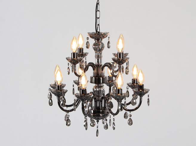 포유라이팅 앤디 12등 크리스탈 펜던트 블랙 식탁 주방 인테리어 등, 포유 앤디 12등 블랙 크리스탈 펜던트