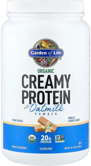 Garden of Life 유기농 크리미 단백질 오트밀크 분말 함유 바닐라 쿠키 860g(1lb 14.34oz) GOL-13272, 857 g, 1개, 860g - 쿠팡