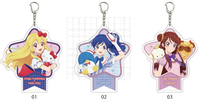 3종풀세트 아이엠스타 산리오 콜라보 아크릴 키링 열쇠고리 굿즈 에어팟 악세서리 아이카츠 이치고 극장판 아오이 마린, 메인사진 3종이 풀세트로 배송됩니다