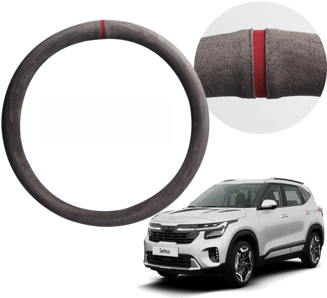 딜온 물빠짐 없는 프리미엄 올시즌 스웨이드 핸들커버 국내생산, 셀토스 다크그레이