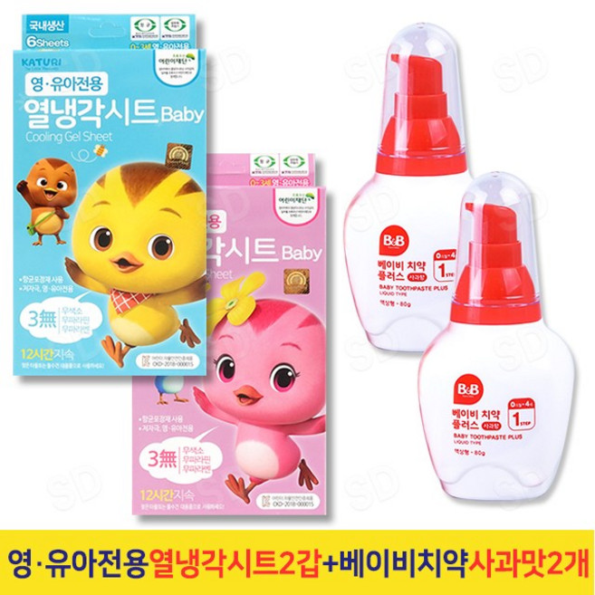 비앤비 오랄크린 액상형 사과 1개+까투리 영유아 열냉각 시트 6매, 2세트