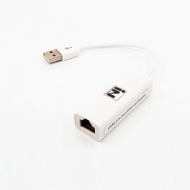 USB2.0 RJ45 랜포트 유선랜카드 100MBPS 노트북용 인터넷연결잭 화이트, IN-LAN20WC, 1개