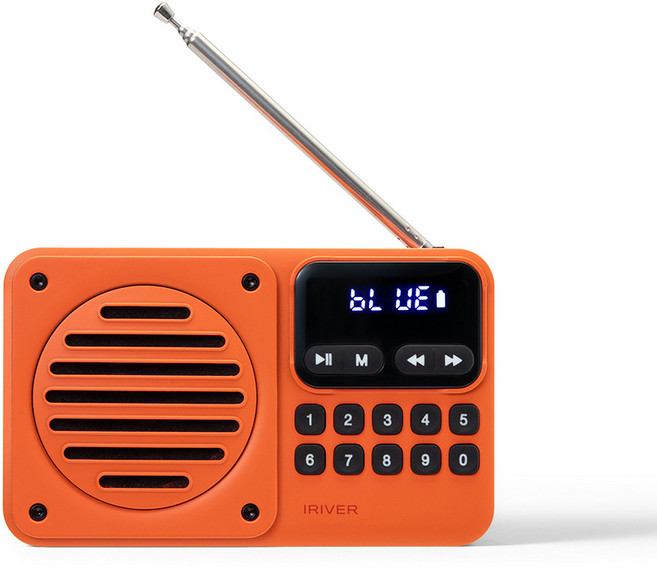 2025년 8월출시 신제품 휴대용 라디오 스피커 아이리버 IRS-C101 블루투스 MP3플레이어 FM라디오 배터리내장, 레드오렌지