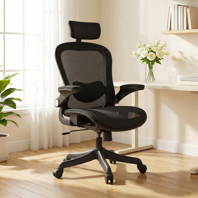 키루에 의자 컴퓨터의자 책상의자 사무용의자 학생 사무실의자 시디즈 공부의자 사무실 회의실 독서실 사무용 컴퓨터 의자 푹신한 메쉬 의자, 블랙