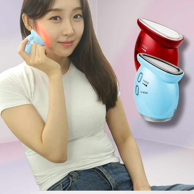 갈바닉 마사지기 터치라이트 광플러스 5단계 EMS미세전류 가정용 LED 테라피 얼굴 피부 관리기, 스카이