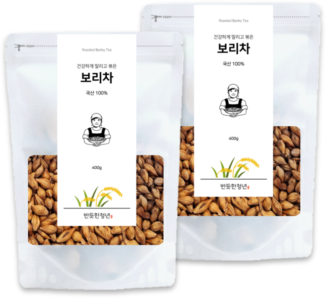 반듯한청년 국산 100% 볶은 보리차, 1개, 10개입, 400g