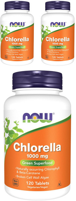나우푸드 클로렐라 1000mg 타블렛, 120정, 3개