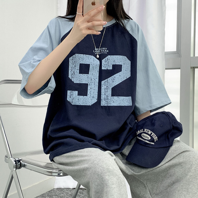 티데일리 남녀공용 넘버 나그랑 오버핏 반팔 티셔츠