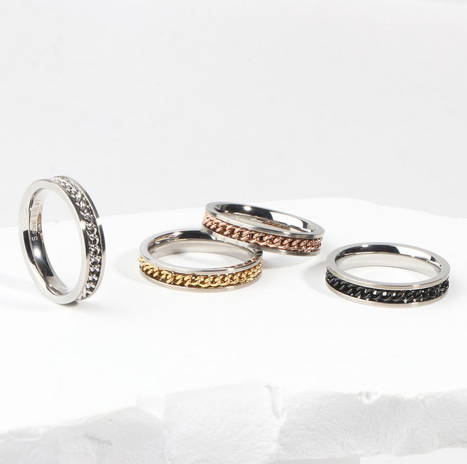 VARAM 한줄 체인 얇은 반지 써지컬316L스틸