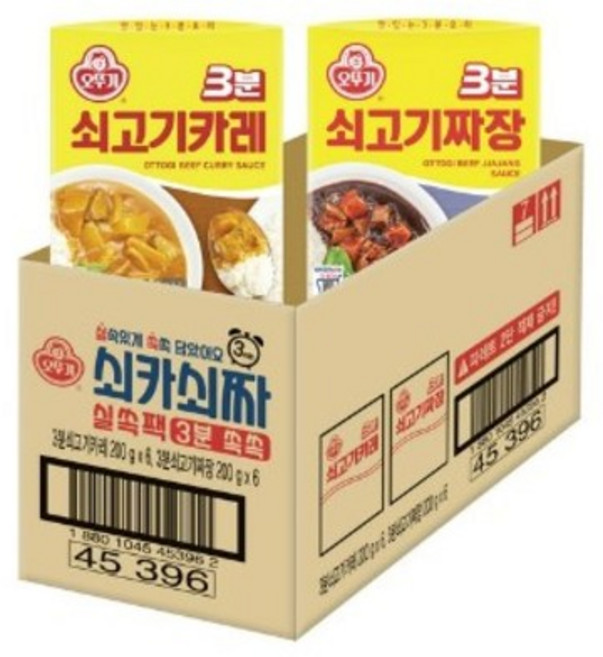 오뚜기3분 쇠고기카레 + 쇠고기짜장, 1세트, 2.4kg