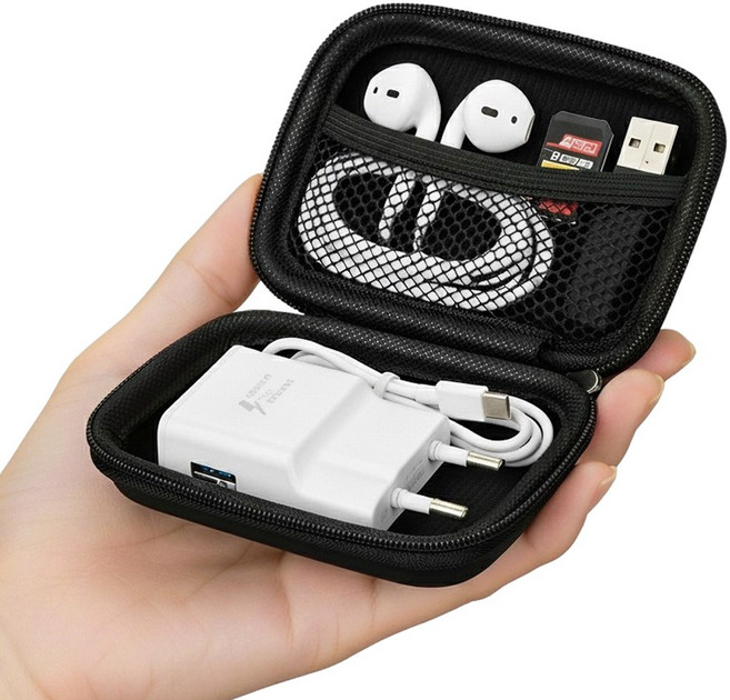 툭툭어스 미니 파우치 이어폰 케이블, 1개, 블랙, pouch