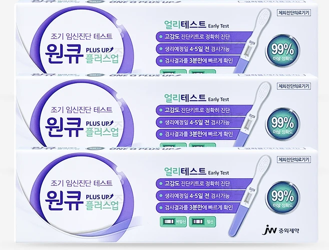 JW중외제약 중외 원큐 플러스업 얼리체크 임신 테스트기 얼리 임테기, 3개, 1개입 - 쿠팡