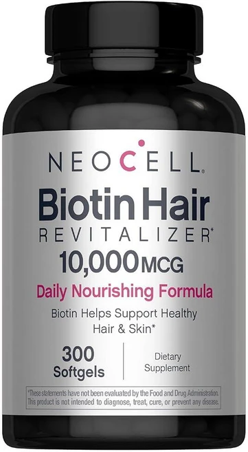 칼라일 비오틴 10000mcg 소프트젤, NeoCell 비오틴 헤어 리바이탈라이저 10000mc, 300정, 1개 - 쿠팡
