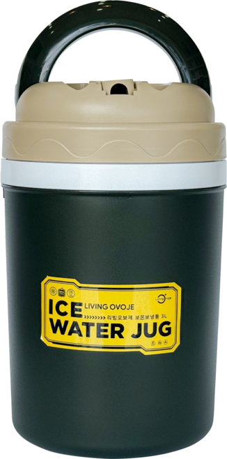 리빙오보제 보온보냉통, 1개, 3L, 카키 + 베이지
