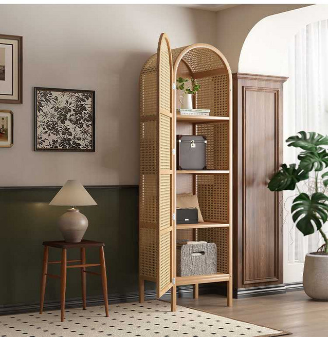 입본장 라탄 옷장 수납장 캐비넷 원목 인테리어 침실 상품, 싱글 애쉬우드(검정)