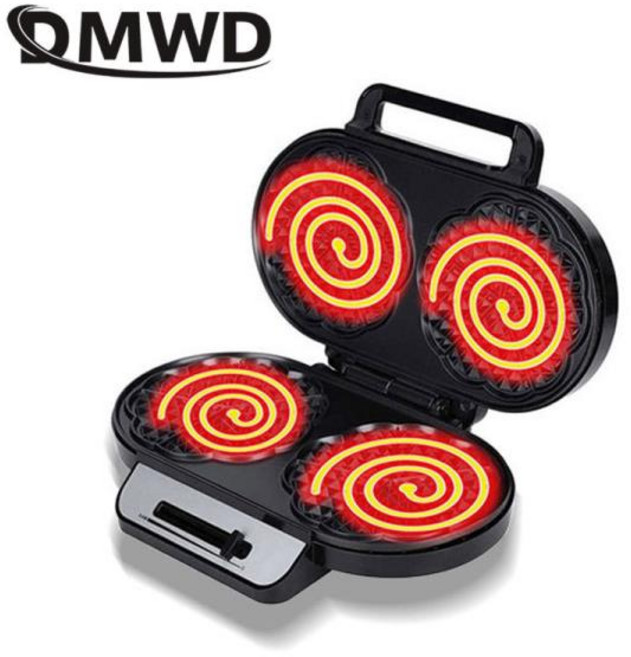 DMWD 가정용 전기 베이킹 팬 빵 와플 샌드위치 메이커 아침 식사 기계 팬케이크 오븐 양면 가열 220V 2 개, 02 110V US plug