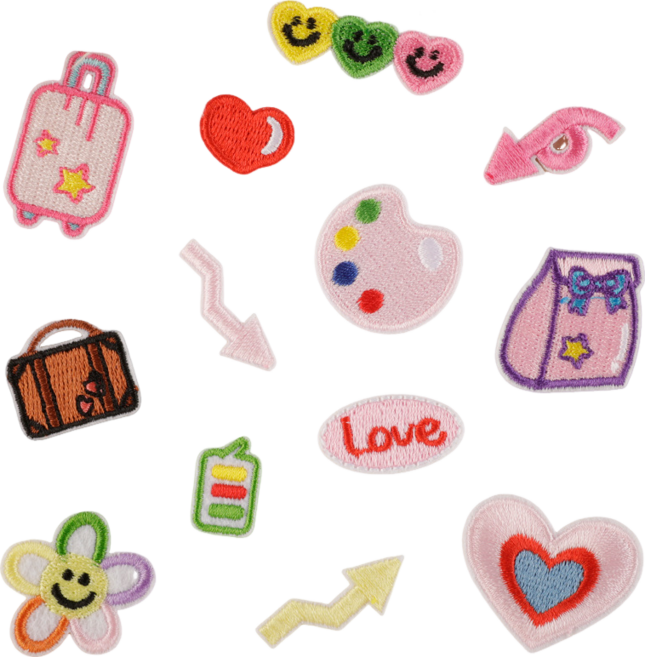 라끌라리아 감성 자수 와펜 여행컨셉 13종 세트 열접착식, 1개, 핑크