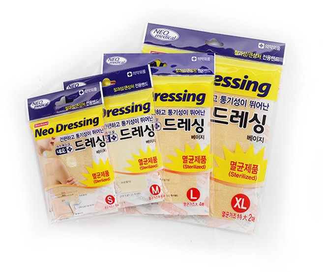 네오 드레싱 베이지 밴드 (소형 중형 대형 특대형) 찰과상 멸균거즈 큰상처 밴드, 4개입, 1개