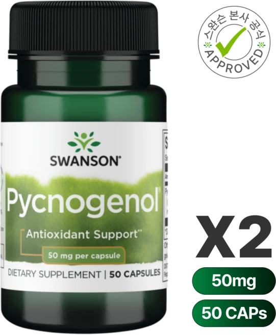 스완슨 피크노제놀 50mg, 50정, 2팩 - 쿠팡