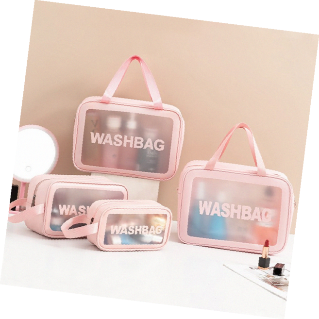 (핑크) 올인원 여행파우치 화장품 칫솔 치약 세면도구 여행용 정리파우치
